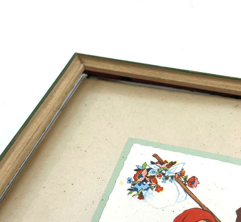 Vintage E. Martin Framed Print Lot 2 Mid-Century Folk Art Dutch Style Children