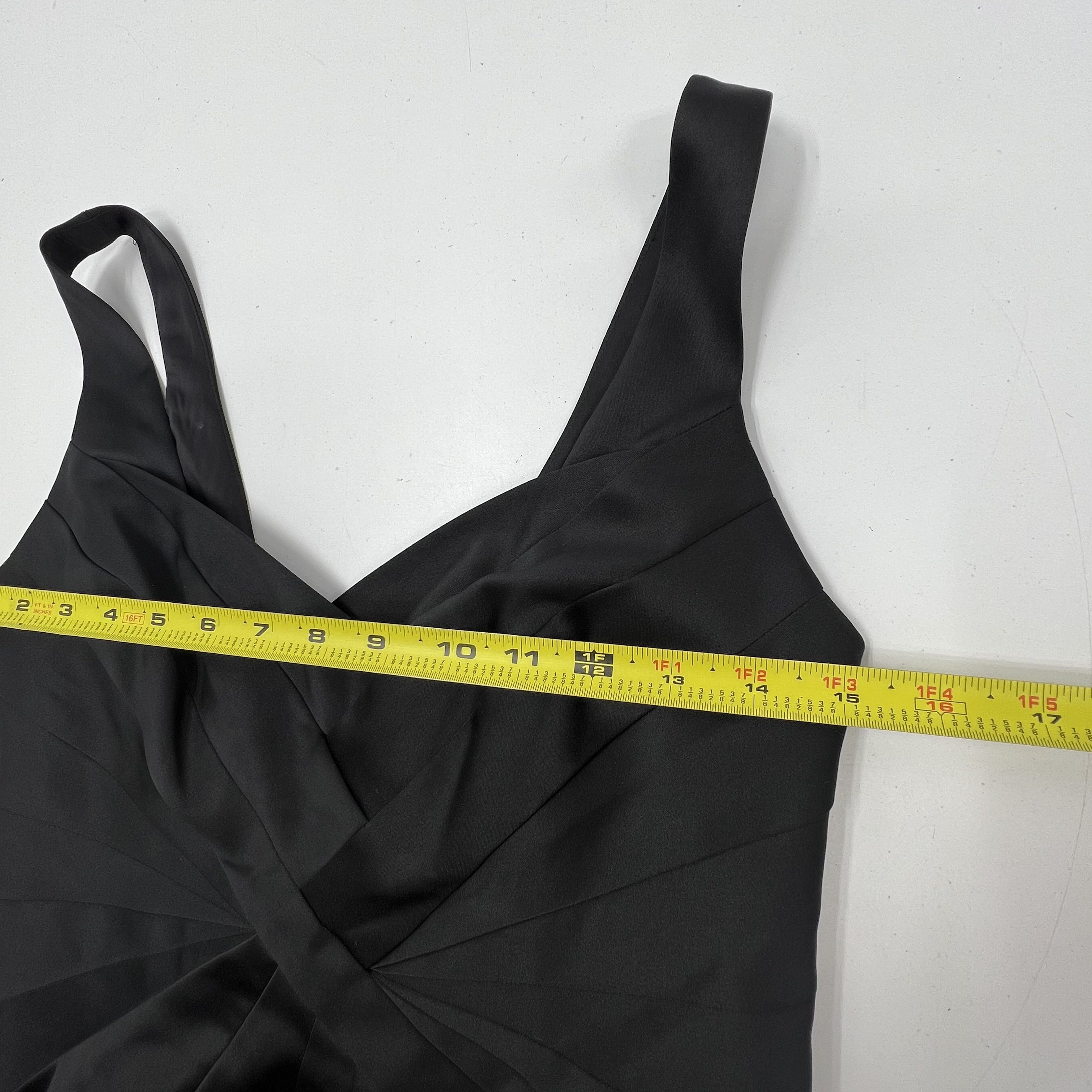 Max and Cleo Black Stretch Satin Twist Front Sheath Cocktail Dress Women's 8 NWT