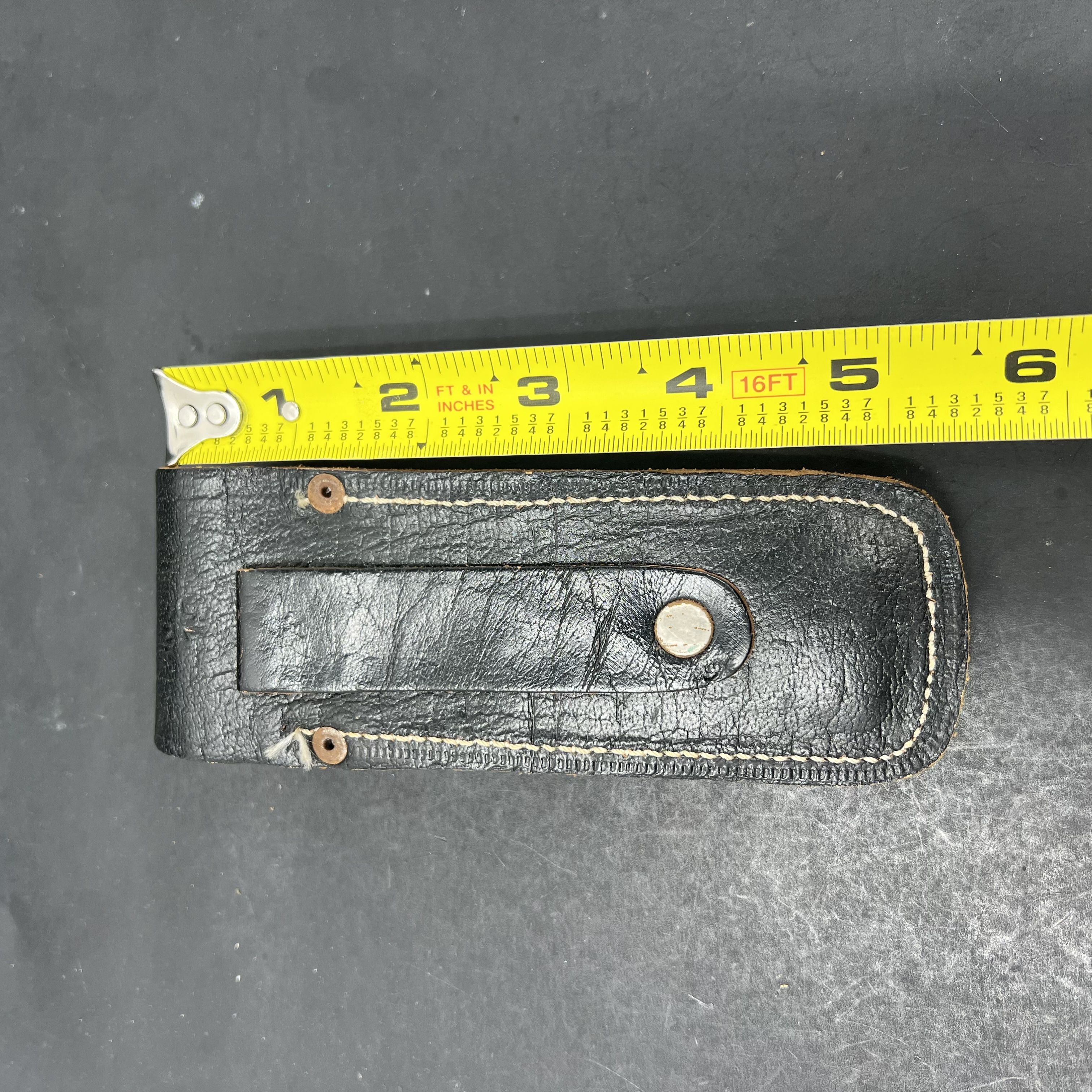 Vintage Pakistan Buck Pocket Knife Stainless With Leather Sheath
