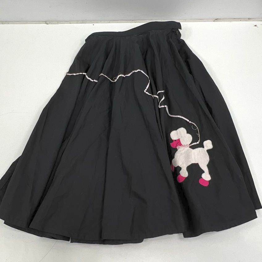 Handmade Black Poodle Skirt 1950s Style Costume Felt Applique Sequin