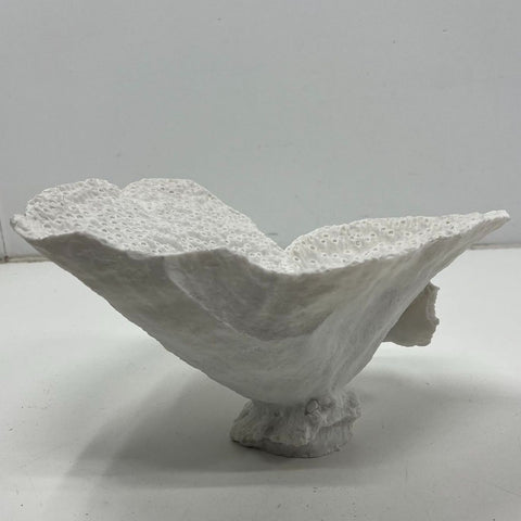 Large White Faux Coral Decorative Bowl Sculpture Coastal Nautical Centerpiece