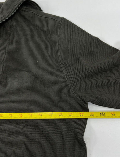 Banana Republic NWT Lione Olive Green Ribbed Cotton 1/4 Zip Sweater Men's L