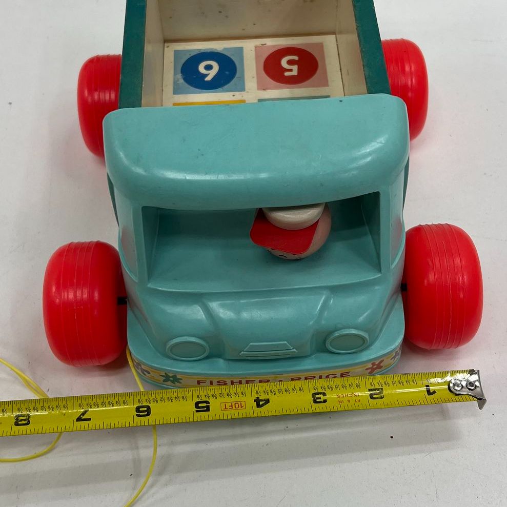 Vintage 60s 70s Fisher-Price Toy Lot Music Clock Truck Pull Toys Collection
