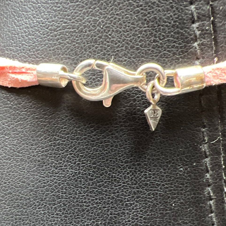 Silpada Sterling Silver Cat & Dog Pendant Pink Leather Cord Necklace