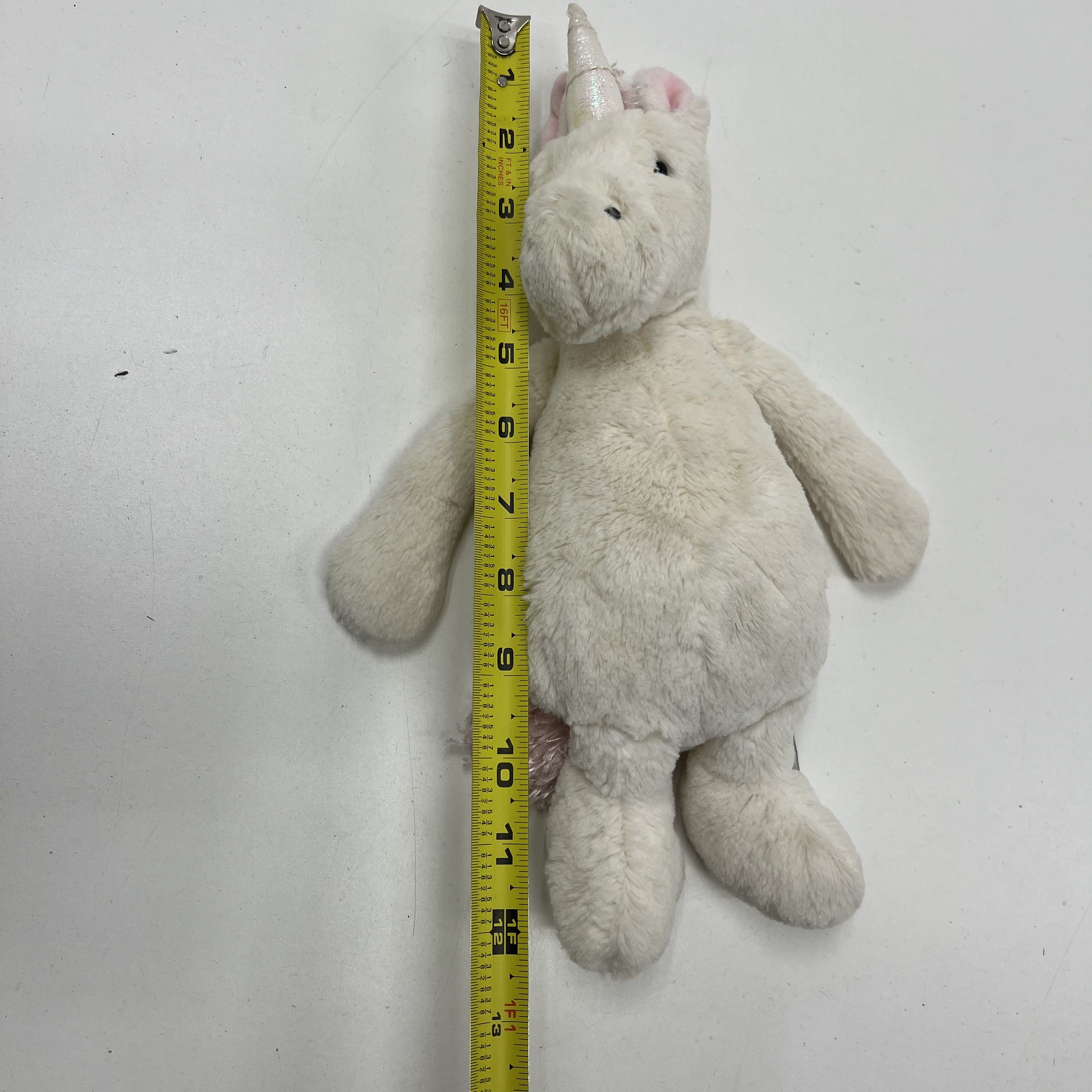 Jellycat Bashful Unicorn Plush Stuffed Animal Toy White Pink Silver Horn 12 Inch