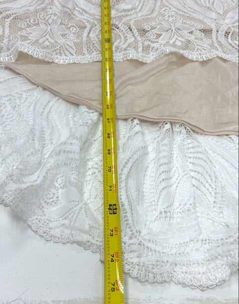 Unbranded White Ivory Floral Lace Long Sleeve Mermaid Gown Dress Women's S