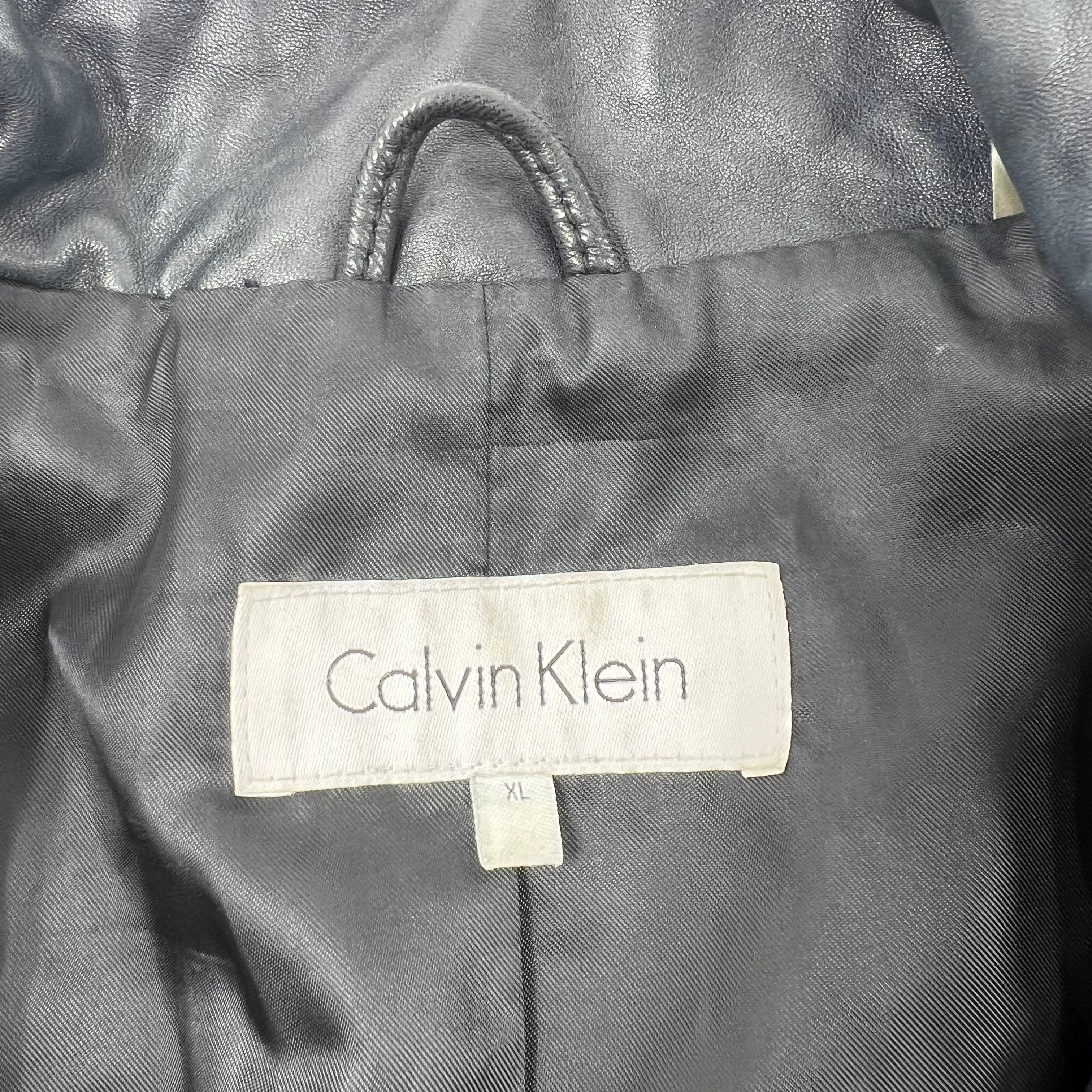 Vintage Y2K Calvin Klein Black Soft Leather Full Zip Jacket Women's XL