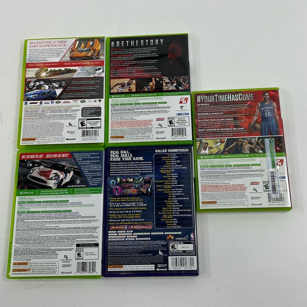 Microsoft Xbox 360 Kinect Mixed Games Lot in Cases UNTESTED NFS Forza4 NBA2K16