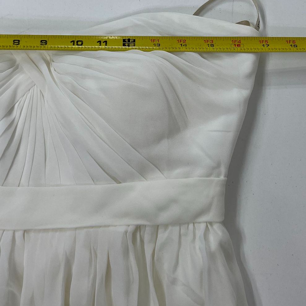 Women's Jenny Yoo White Sleeveless Wedding Dress Layered Look Short Train Size 8