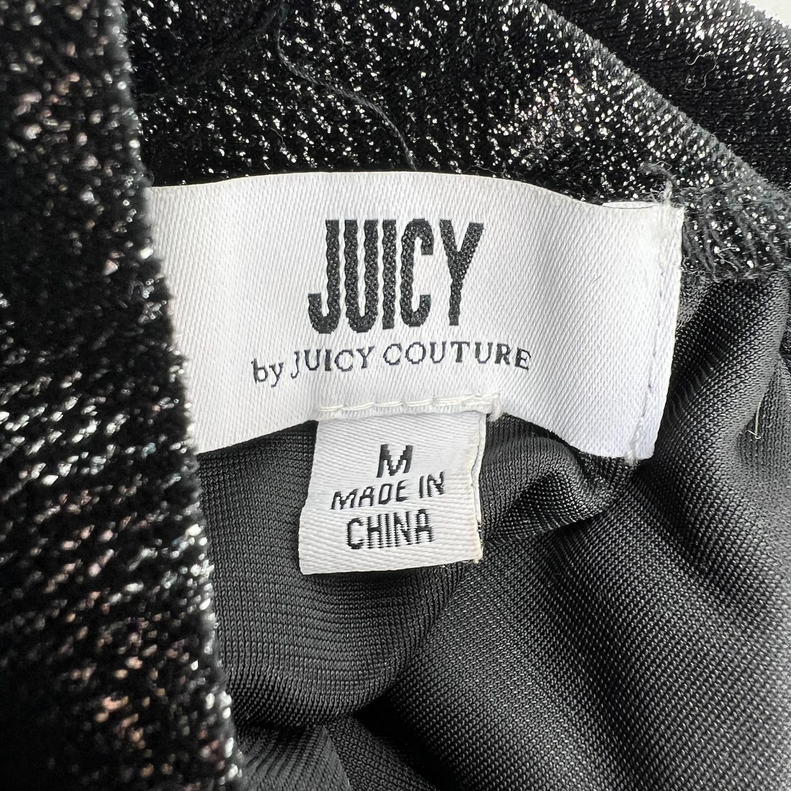 Juicy by Juicy Couture Black Metallic Cold Shoulder Ruched Bodycon Dress Size M