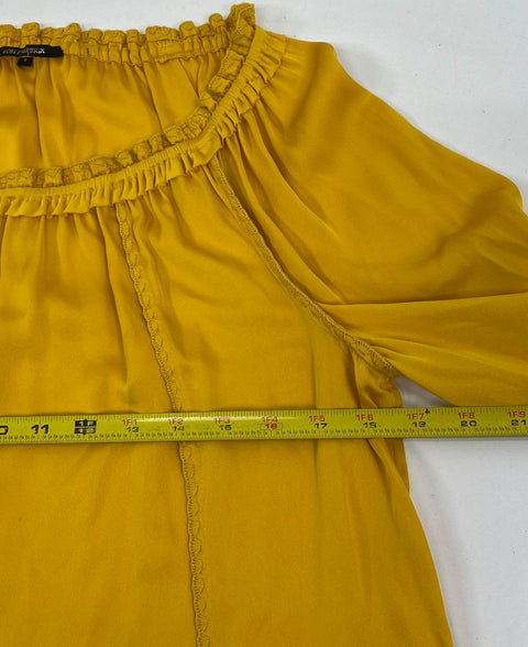 Kobi Halperin Mustard K916D2 Silk Blend Off-Shoulder Peasant Blouse Women's S