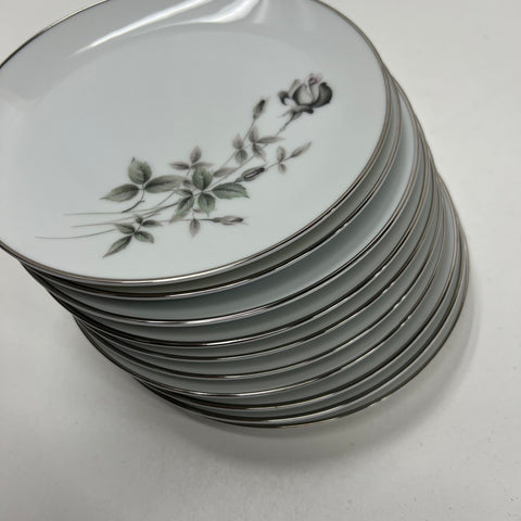 Noritake Janette 6604 Bread & Butter Plates 10pc Set Platinum Trim Vintage