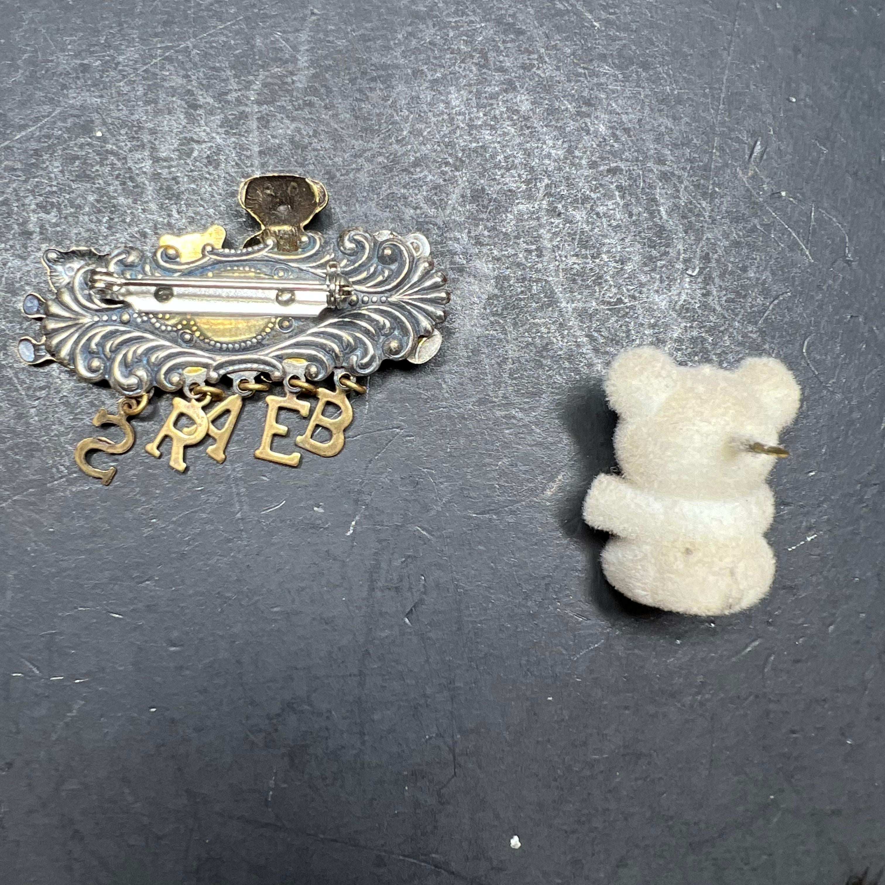 Vintage Teddy Bear Brooch Lot 7pc Napier Gold Tone Enamel Craft Pins Figural