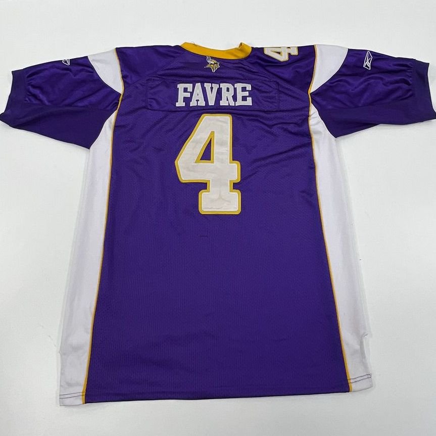 Men's Reebok NFL Short Sleeve Purple Brett Favre 44 Sports Jersey - Size 50