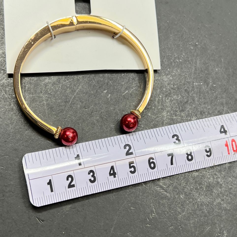 Charter Club Gold Tone Red Faux Pearl Bracelet NWT