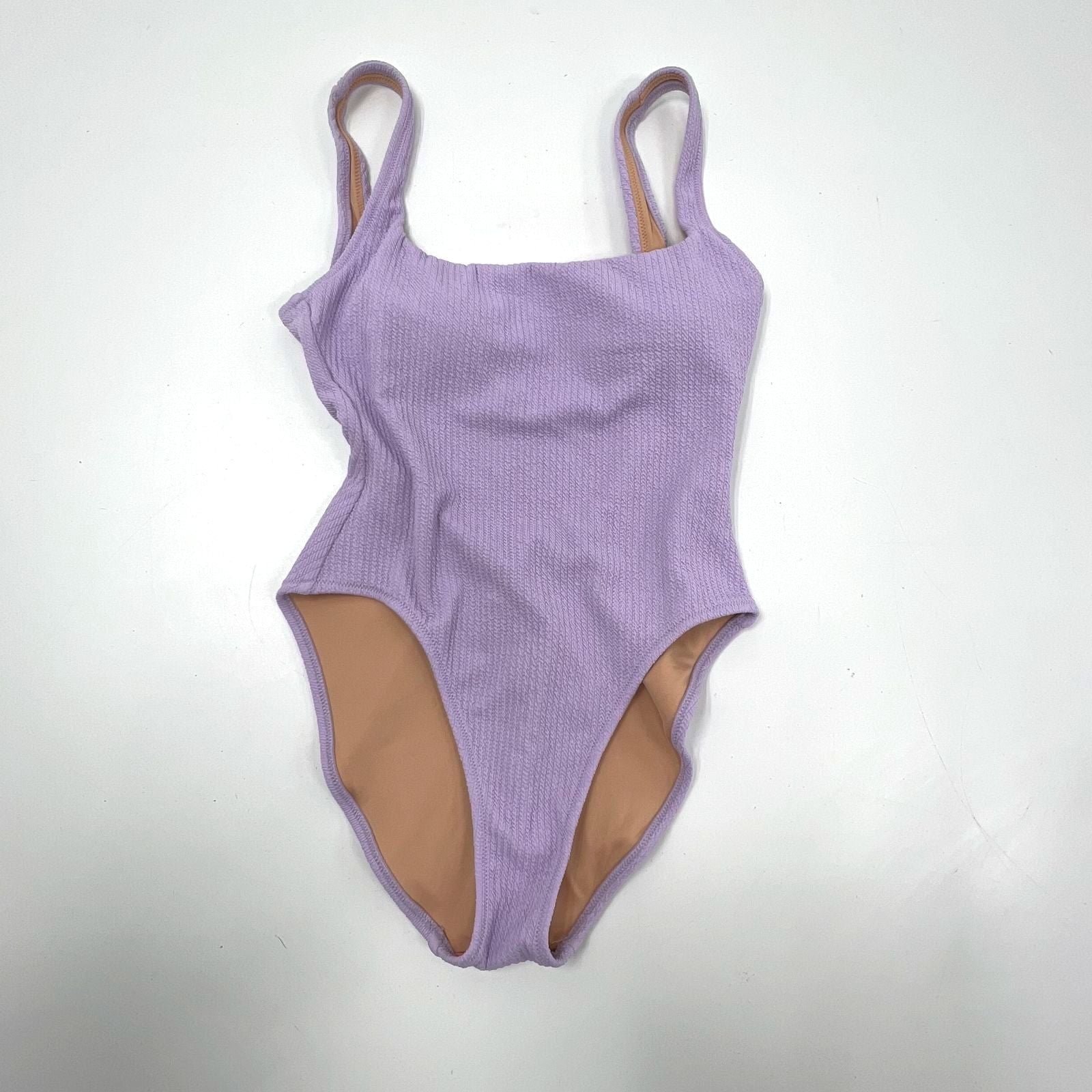 NWT J.Crew Square Neck Textured Purple One Piece Swimwear Women's 6