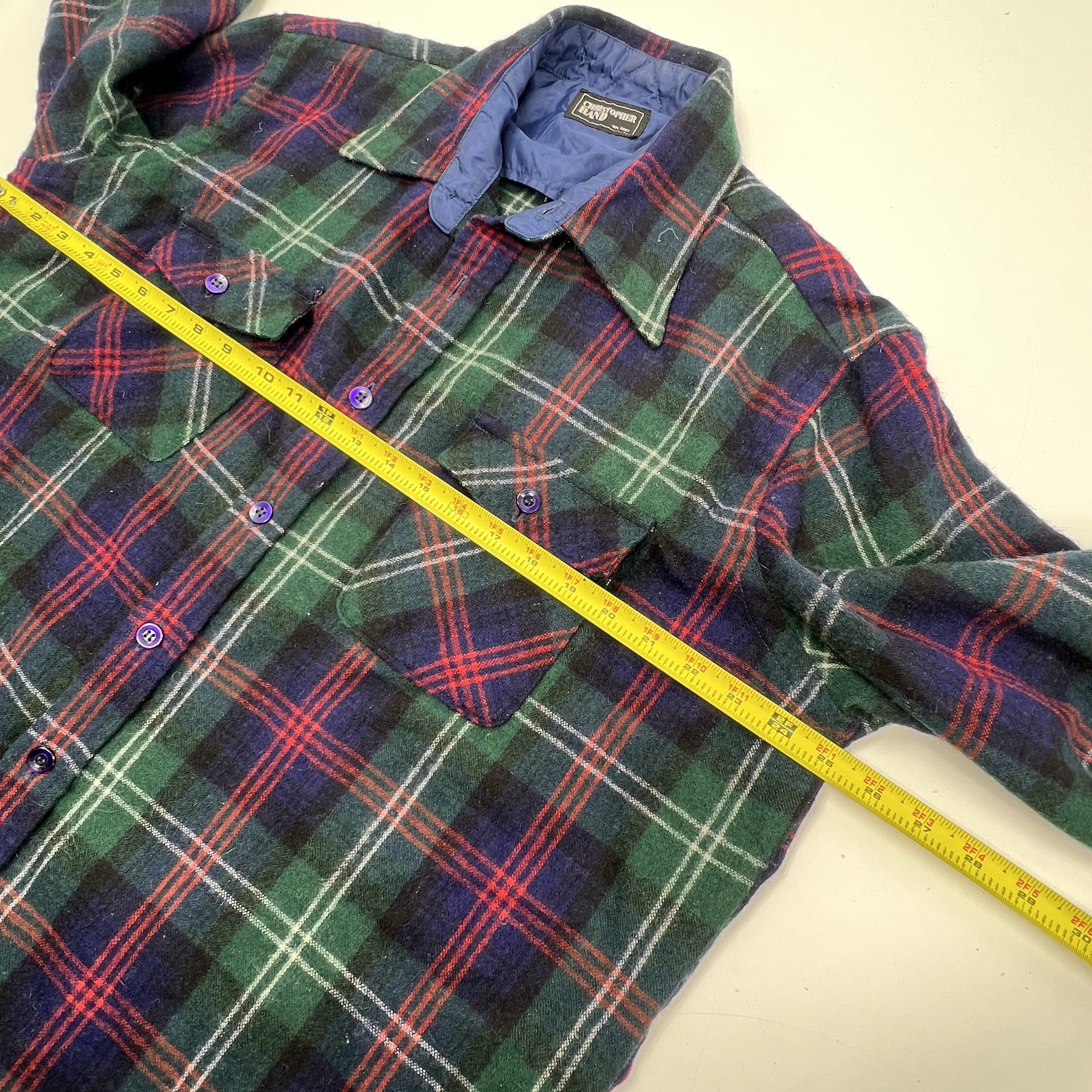 Vintage 70s/80s Christopher Rand Quilted Lined Wool Plaid Flannel Shacket Sz XL