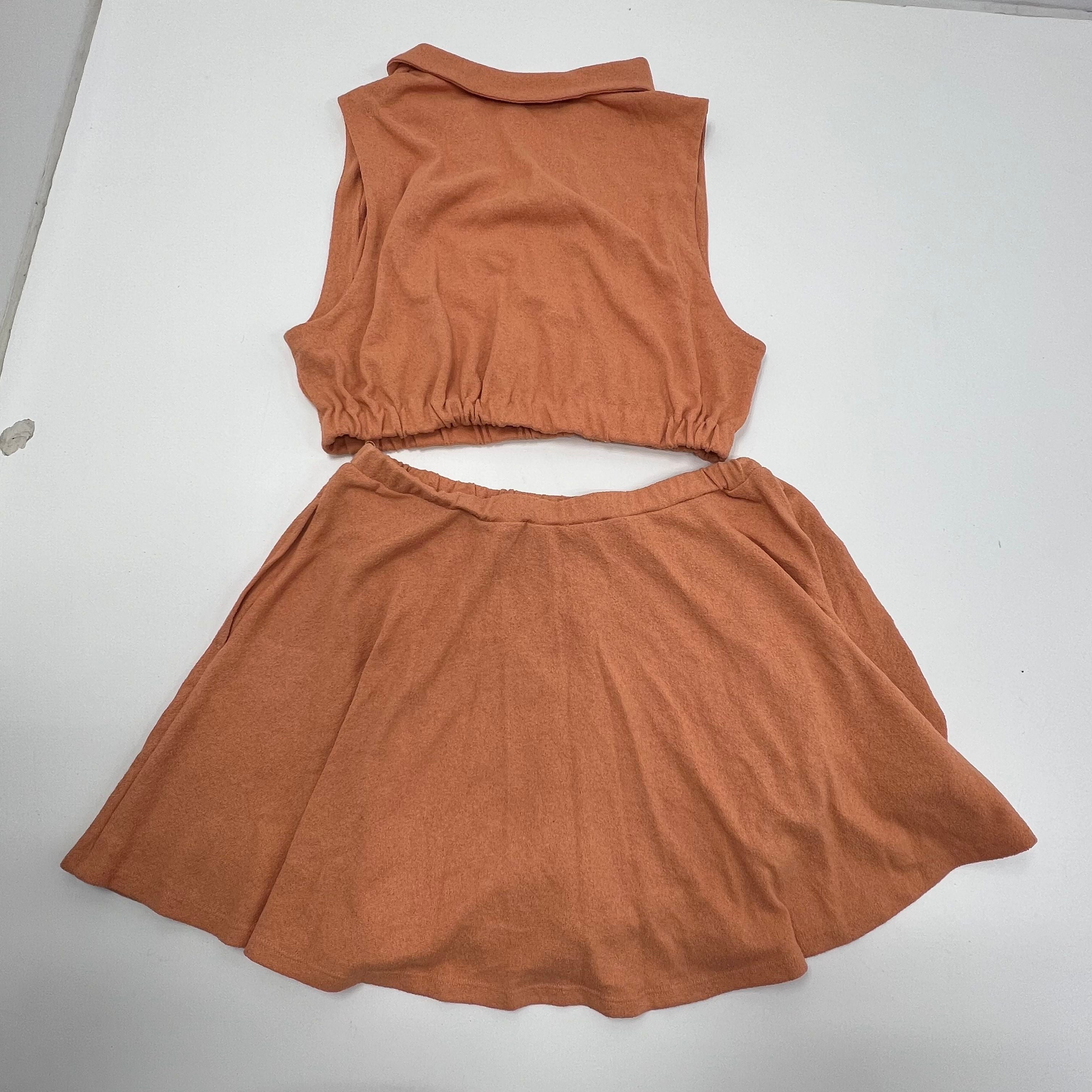 FP Beach Women's Skort Shirt Ace Set Peach Pit Size XL Orange