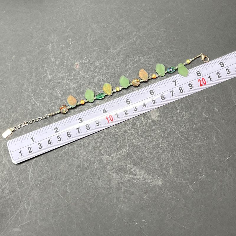 Donnabeth Mitchell Glass Leafy Beaded Bracelet & Necklace Sterling Chain Set