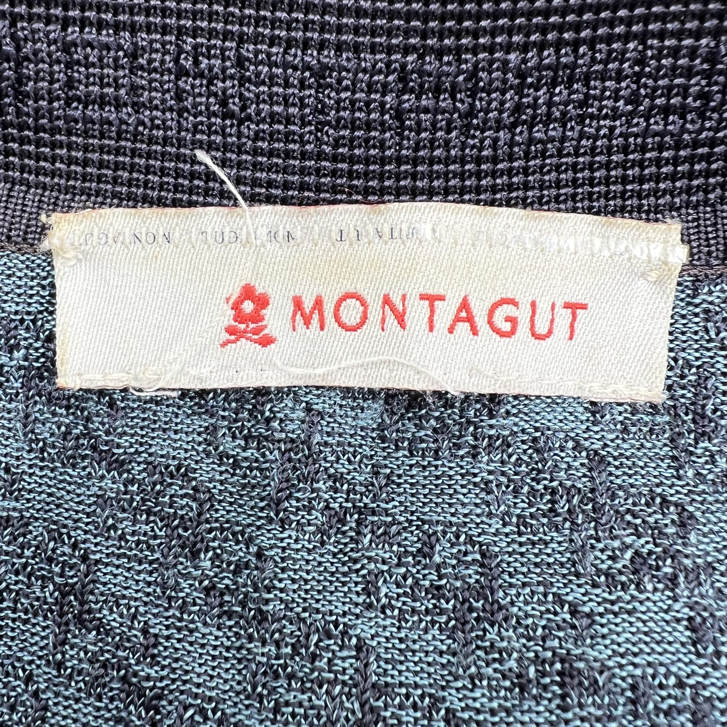 Vintage 90s Montagut Textured Knit Geometric Polo Shirt Fil Lumiere Sz M
