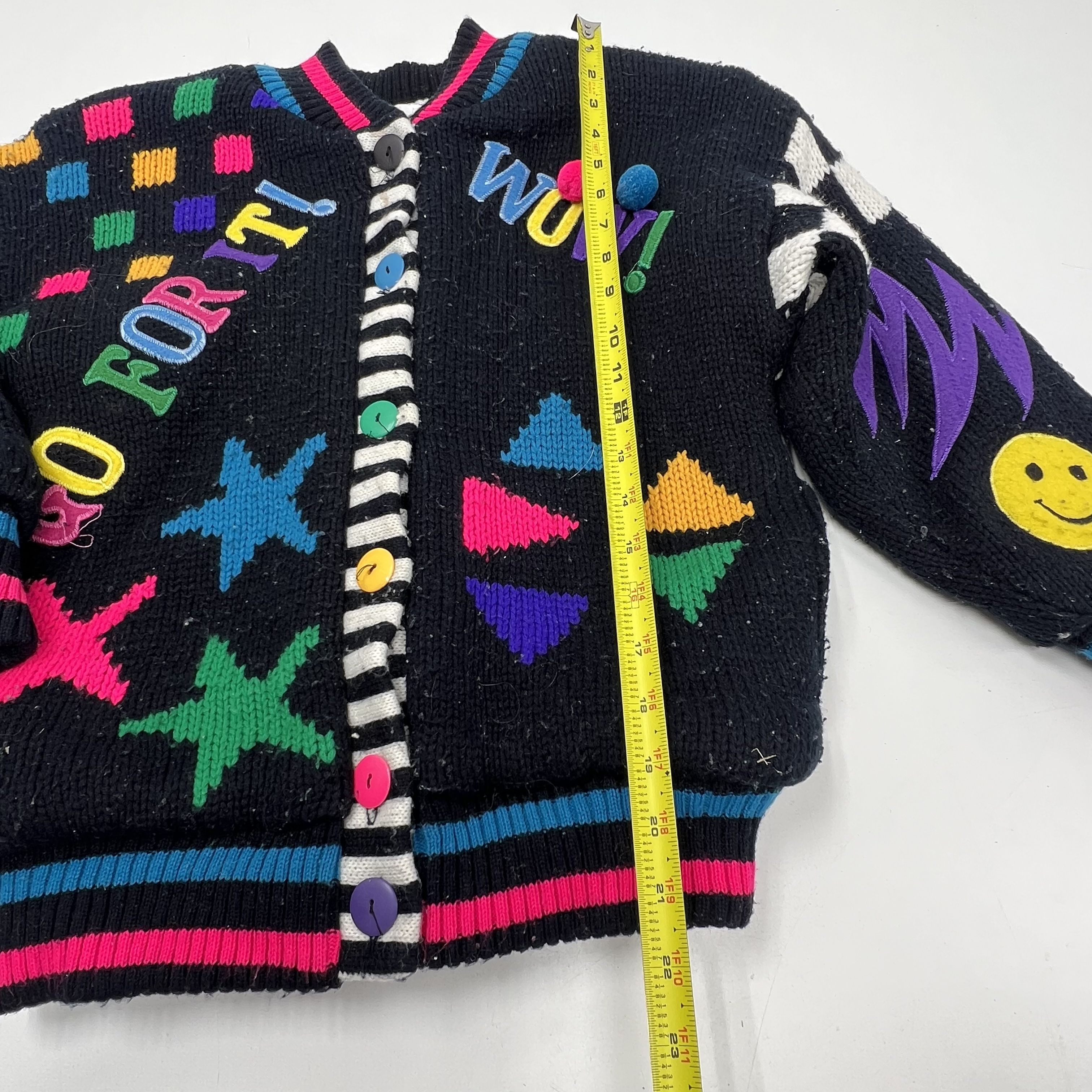 Vintage Hallie Robin Black Graphic Bomber Sweater Jacket Sherpa Lined Kids Size