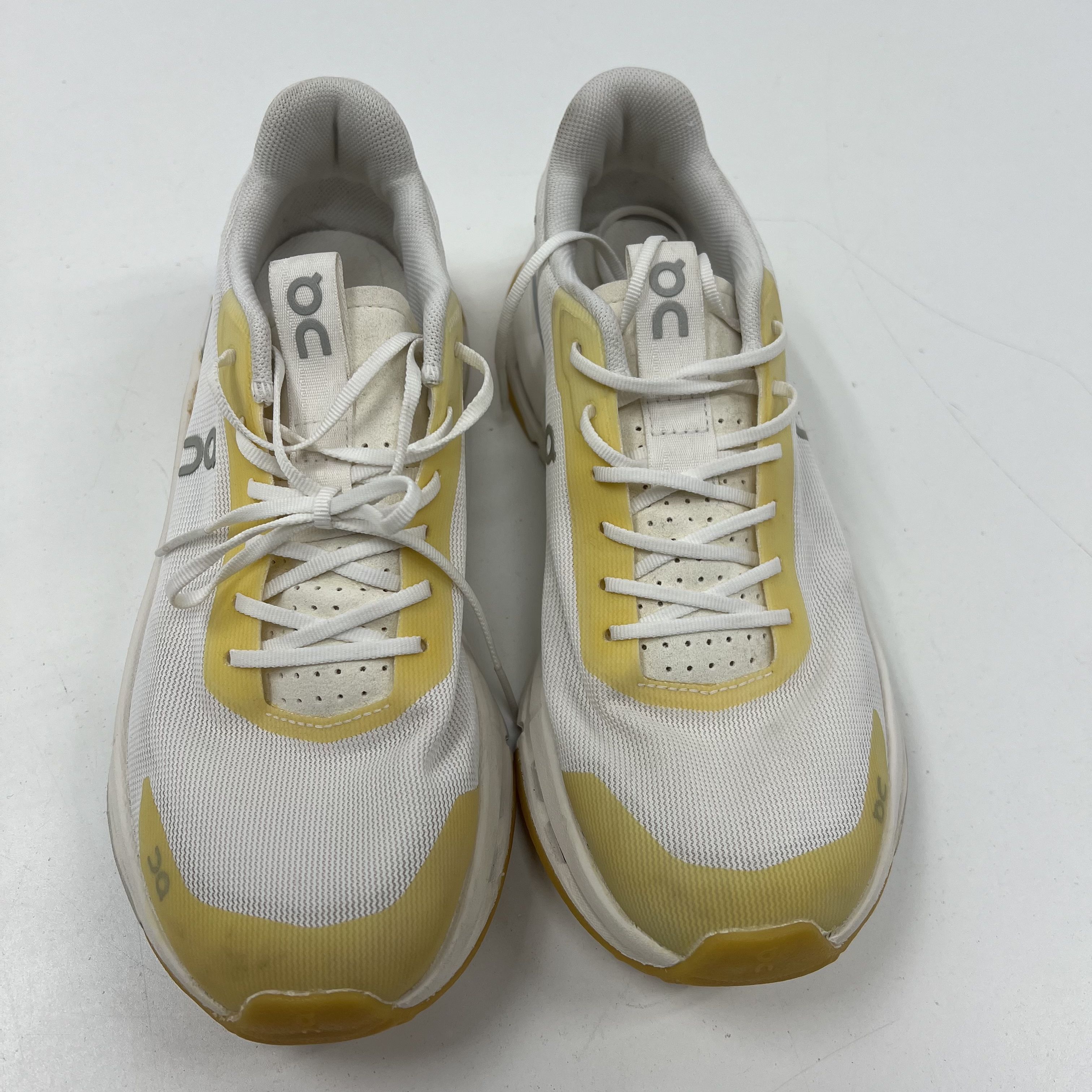 On Cloudnova White Yellow Gum Sole Running Sneakers Women's Size 7.5