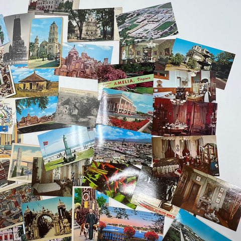 Large Lot Vintage Postcards Mixed US & International Travel Souvenir Blank
