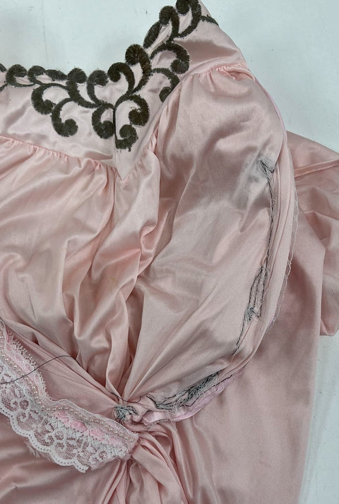 Vintage 70s Vanity Fair Embroidered Lace Trim Nightgown Peignoir Made USA Sz M