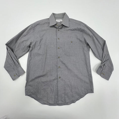 Yves Saint Laurent Gray Vintage Y2K Textured Button Up Shirt Mens 16 32-33