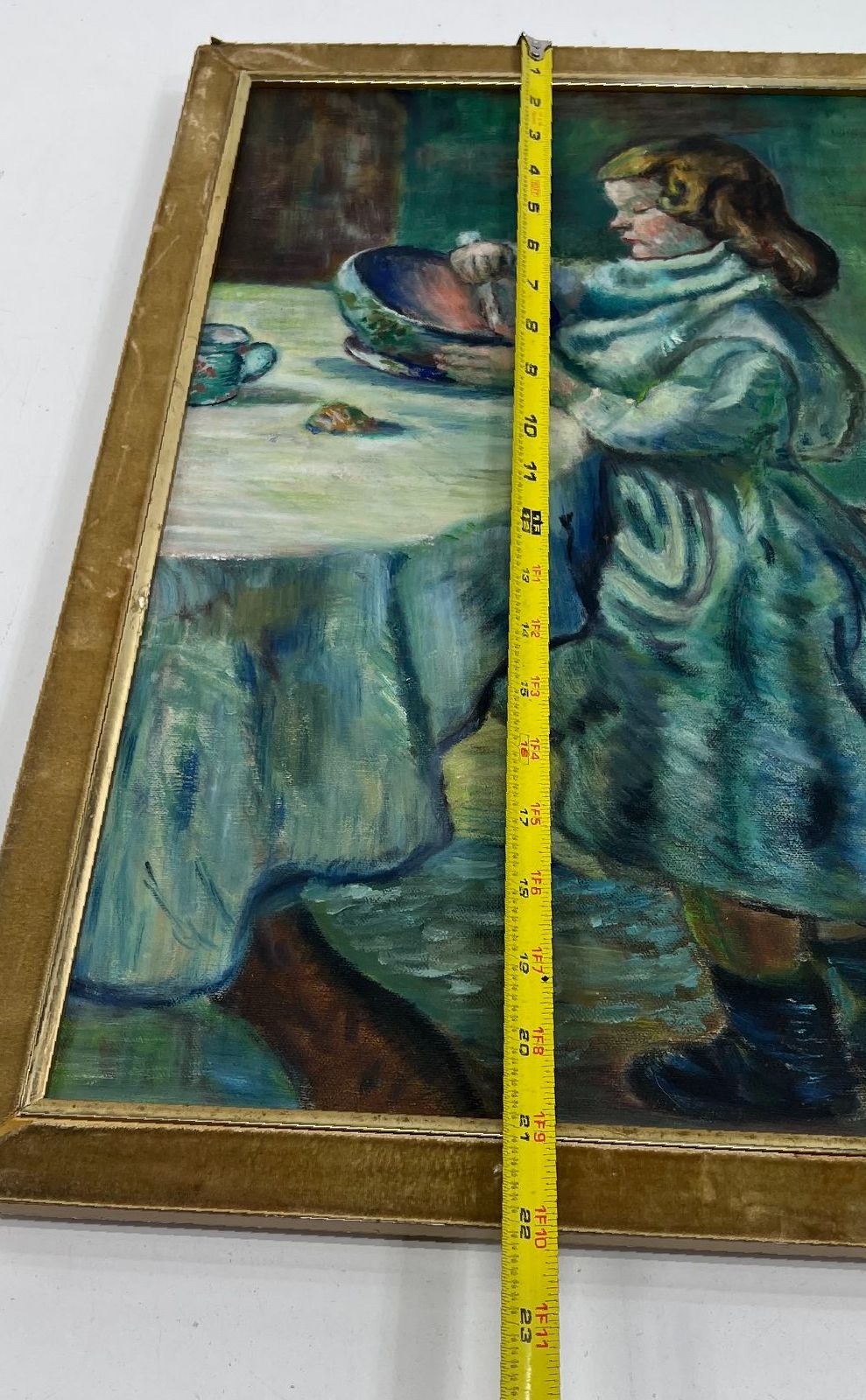 After Pablo Picasso Oil Painting Modernist Figure 18x22 Signed Reproduction