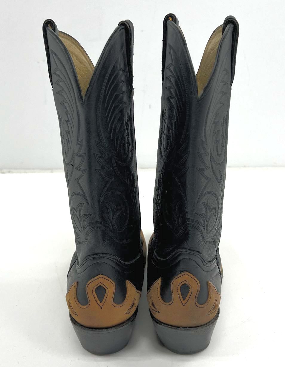 Women's Durango Black & Brown Genuine Leather Western Pull On Boots Size 10M