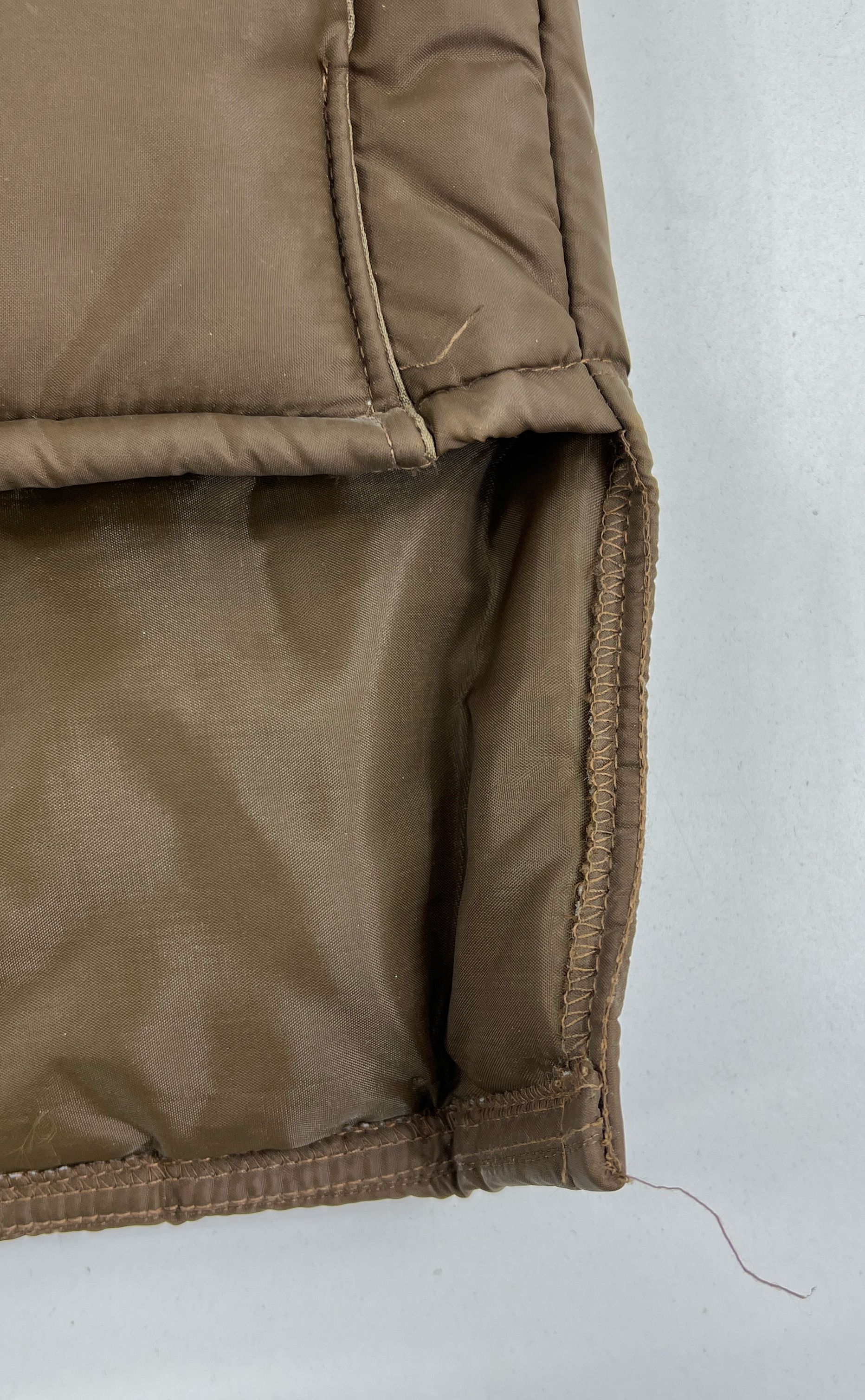 VTG Men's Stark Bros Orchards Stark Trees Brown Puffy Vest Snaps - Size Medium