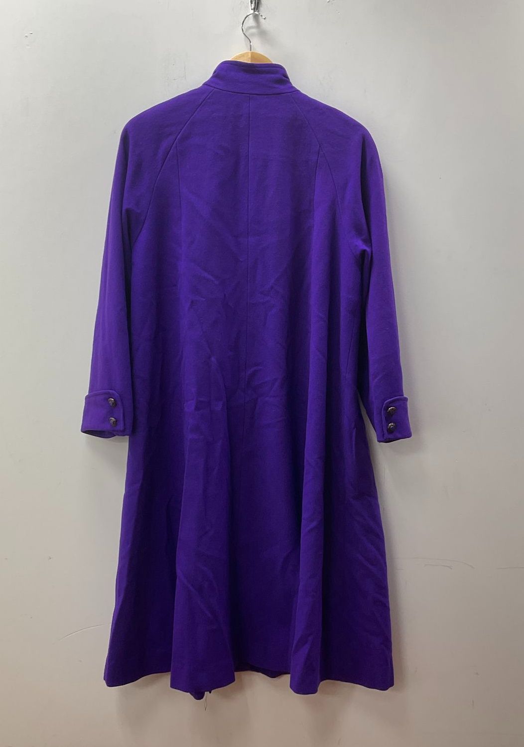 Vintage 80s Leslie Fay 100% Wool Coat Made in USA Purple Funnel Neck Size 4