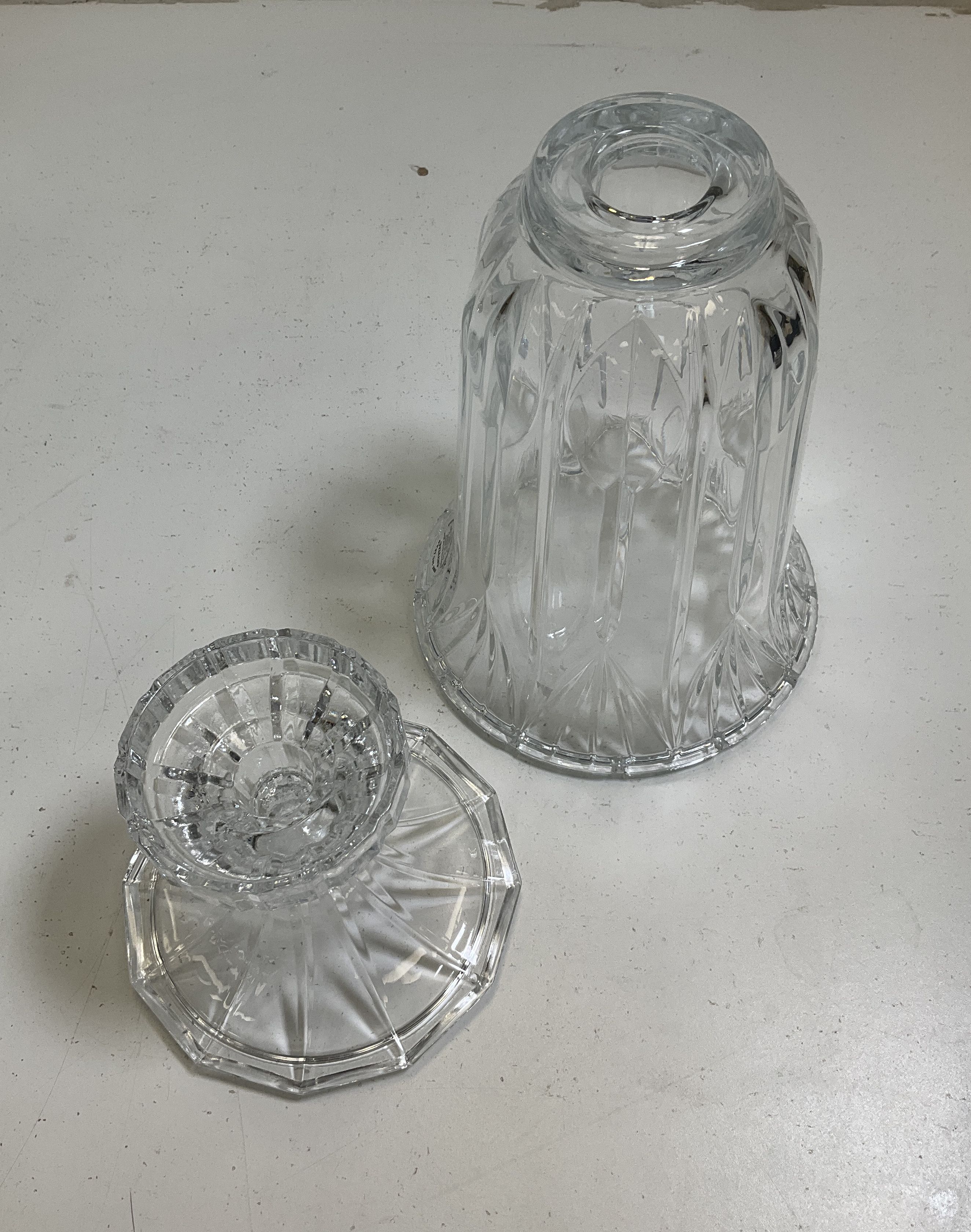 Imperial Crystal 24% Lead Hurricane Candle Holder Set 2 Mismatched Patterns