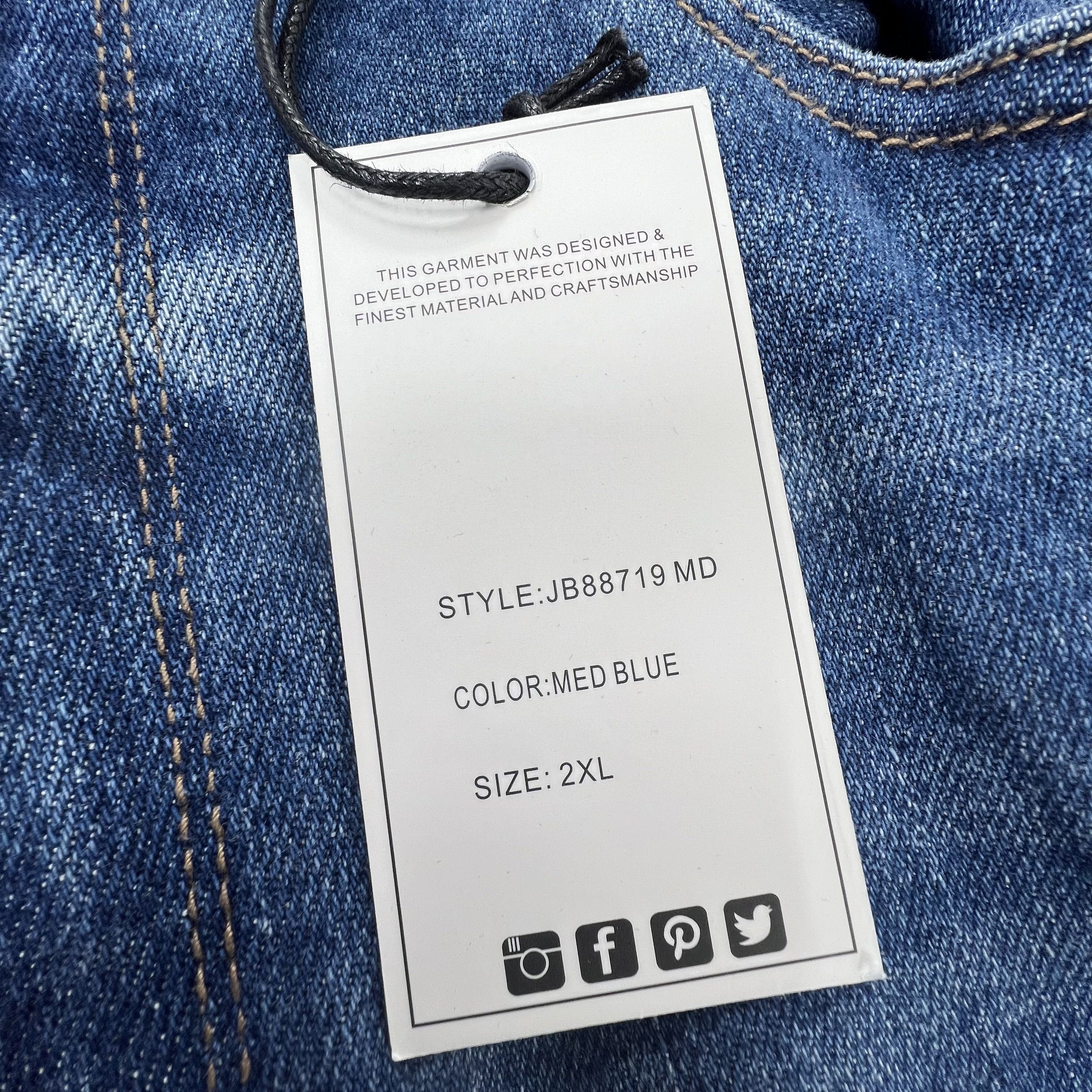 Judy Blue Med Wash Blue Denim Flare Leg Long Sleeve Jumpsuit Womens 2XL NWT