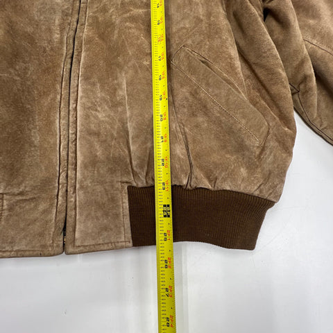 Vintage 80s Hammacher Schlemmer Suede Leather Bomber Jacket Made in USA Sz M