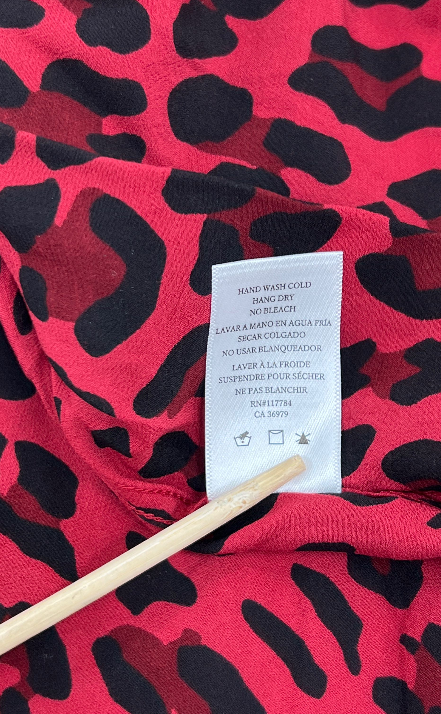 NWT Women's Rails Red Leopard Long Sleeve Button Up Blouse Top - Size XS
