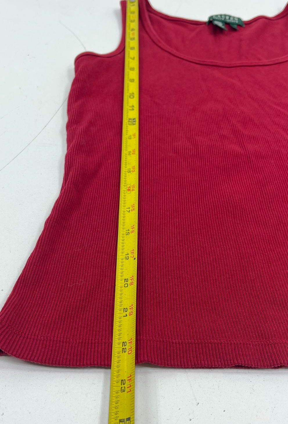 Vintage Y2K Lauren Ralph Lauren Red Peach Ribbed Tank Top Lot of 2 Women's M
