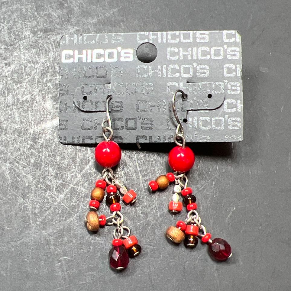 Chico's Gina Rosia Red Beaded Earrings NWT