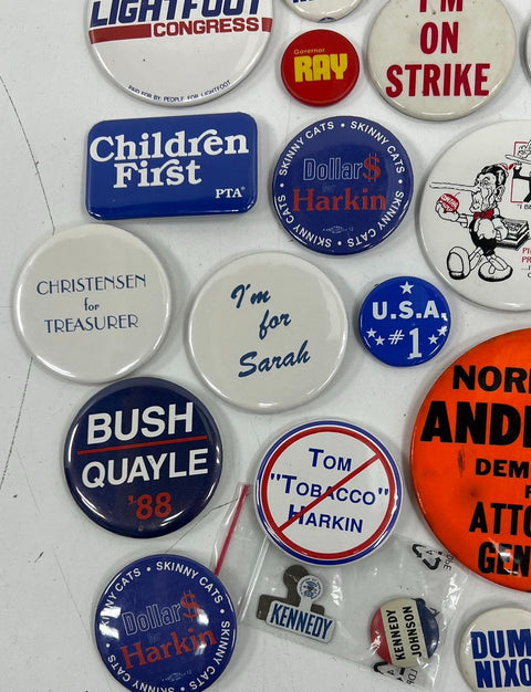 Vintage Political Pin Lot Reagan Bush Kennedy Nixon Dole 50+ Campaign Buttons