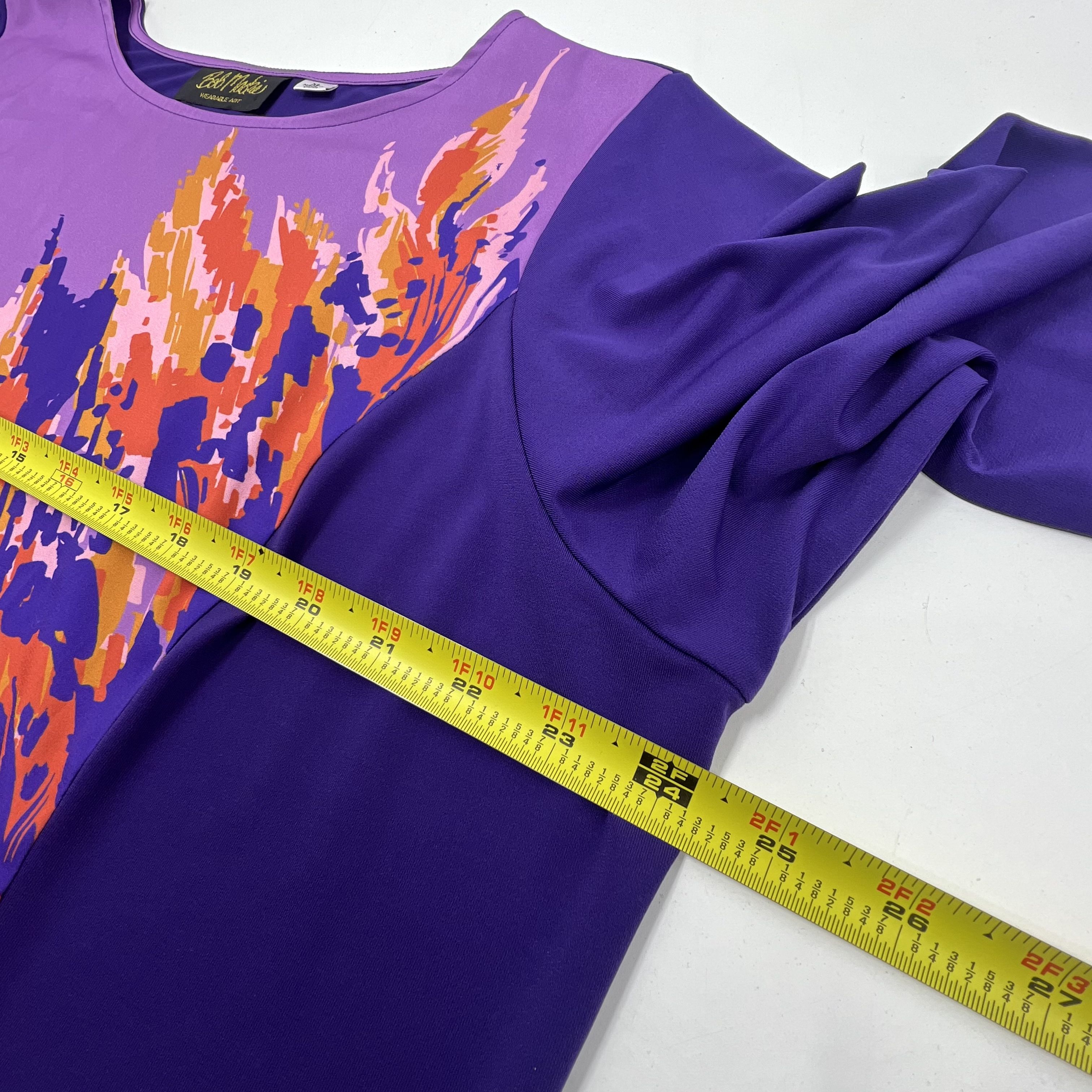 Bob Mackie Wearable Art Women's Purple Abstract Floral Shirt Size XL