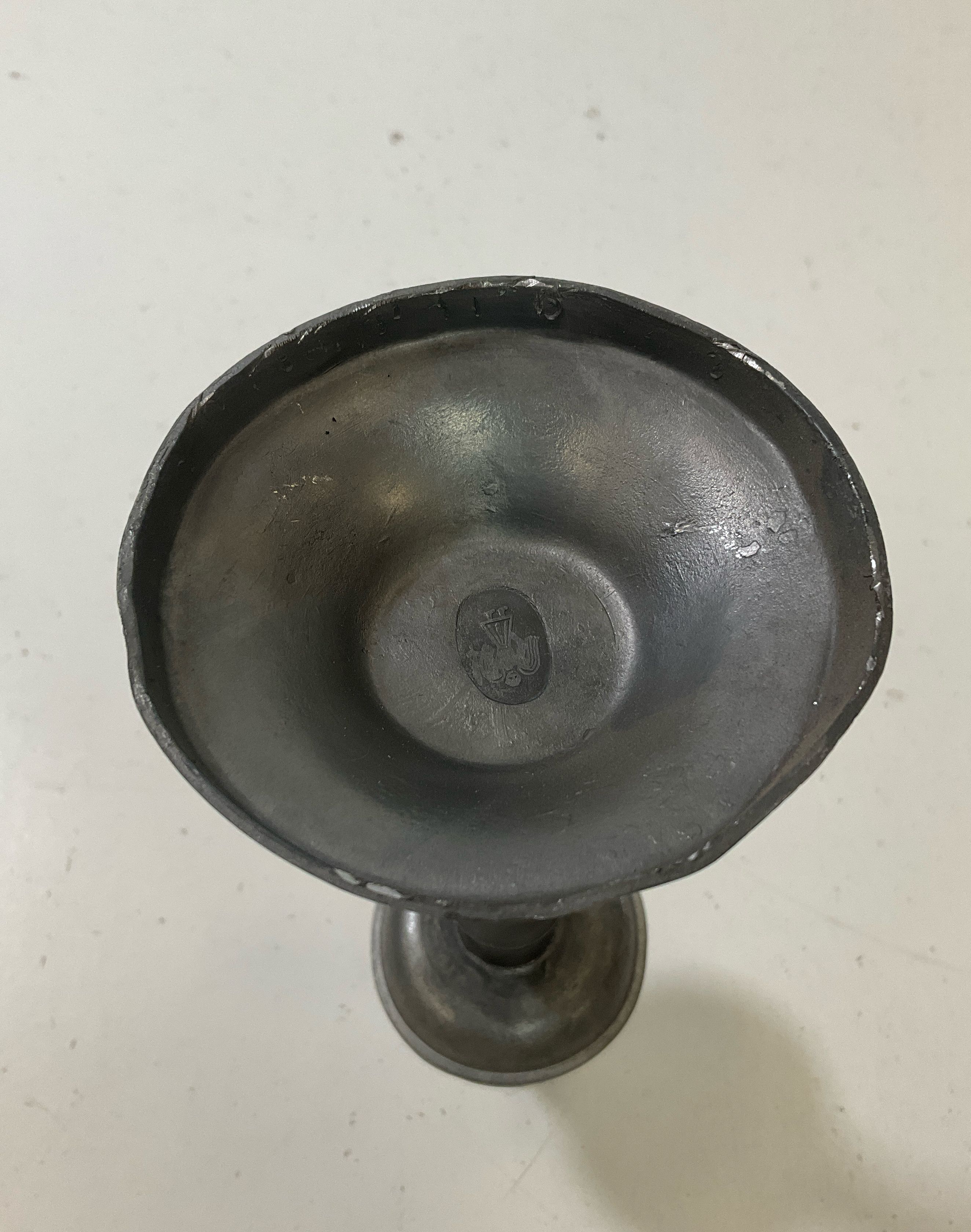 Vintage Pewter Single Candlestick Candle Holder Hallmarked Rustic Primitive Deco