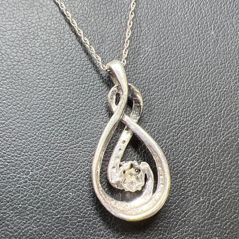 925 Sterling Silver Twist Gemstone Pendant Necklace 4g