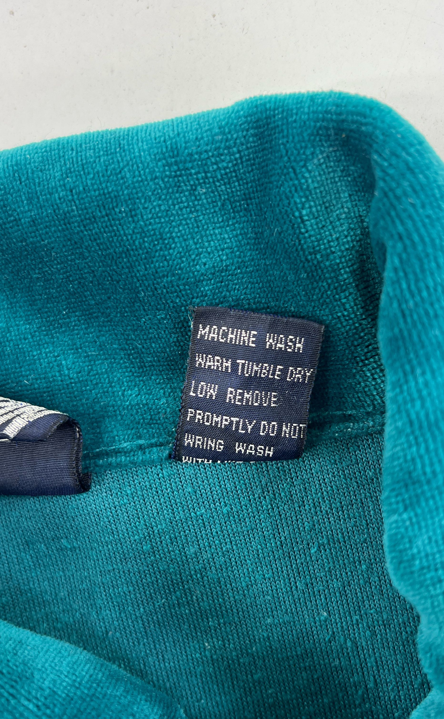 VTG Men's Tall Man Teal Acrylic Velour Banded Pullover 1/4 Zip Jacket - Size XLT