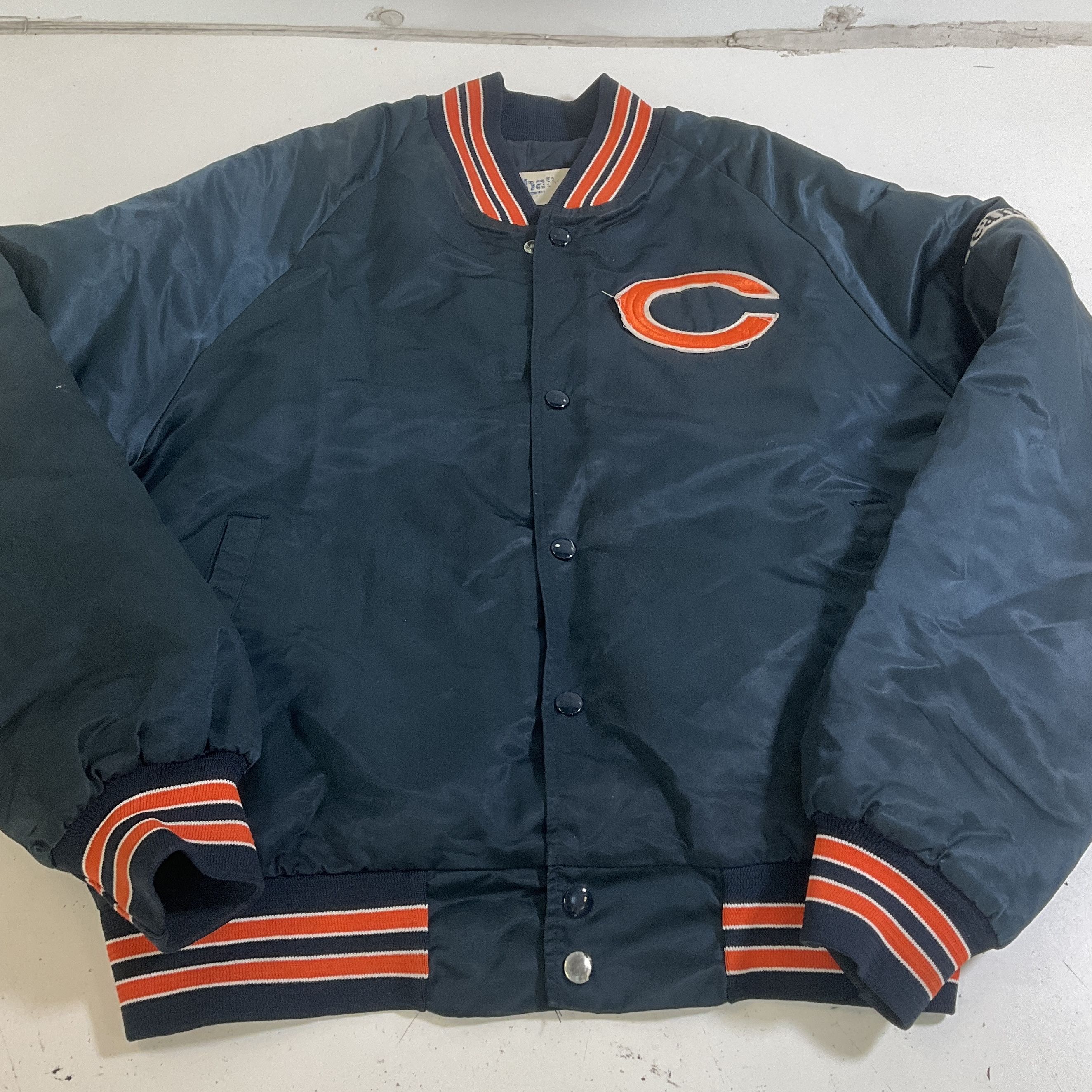 Vintage 80s Chalk Line Chicago Bears NFL Satin Bomber Jacket Made in USA M