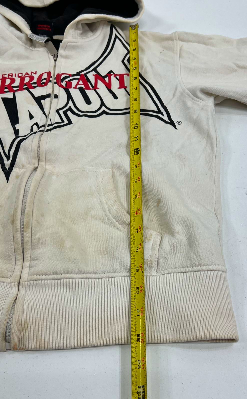 Vintage Y2K Tapout Boys Full Zip Graphic Hoodie Sweatshirt M 10/12 White MMA