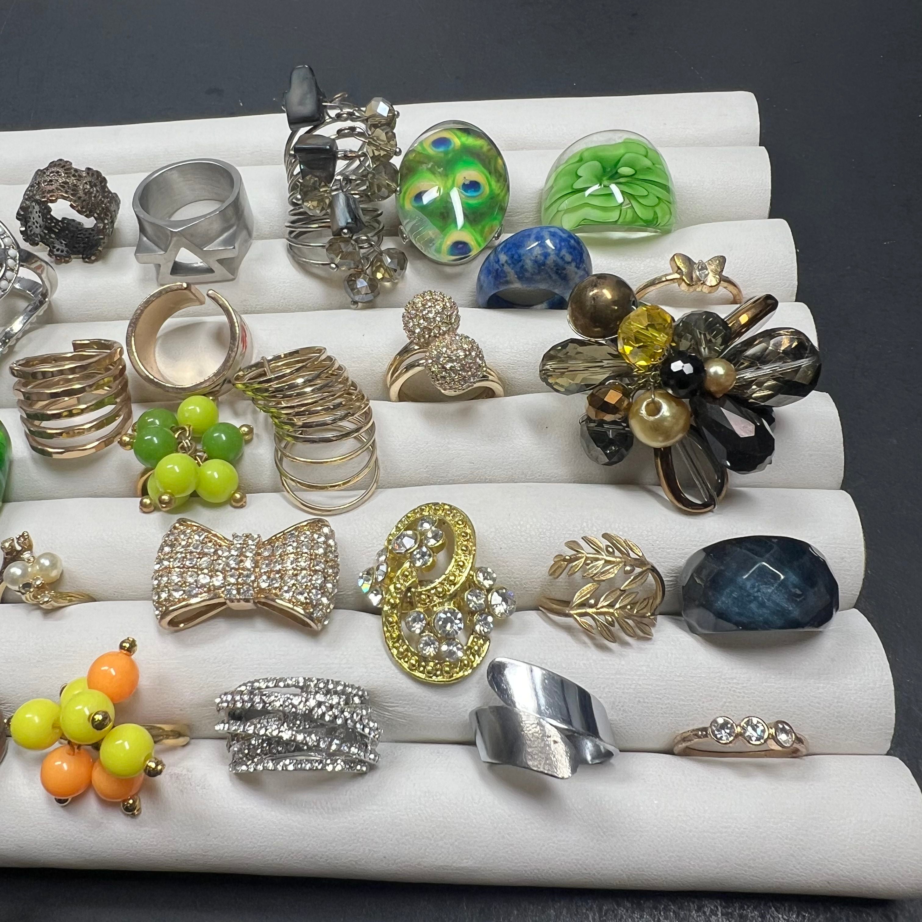 Lot of Costume Jewelry Rings Large Unique