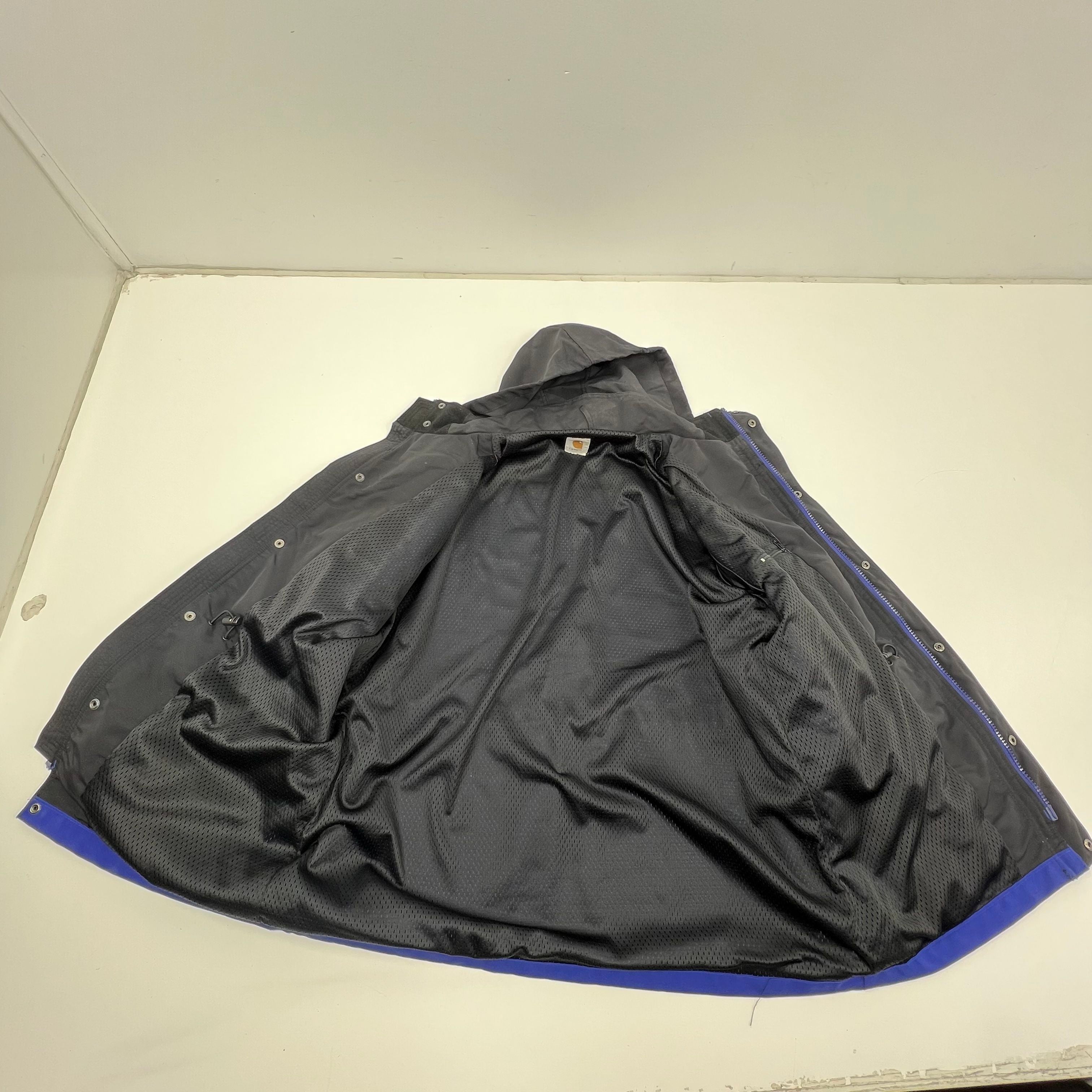 Carhartt C48 Workshield Blue Black Colorblock Mesh Lined Hooded Parka Jacket