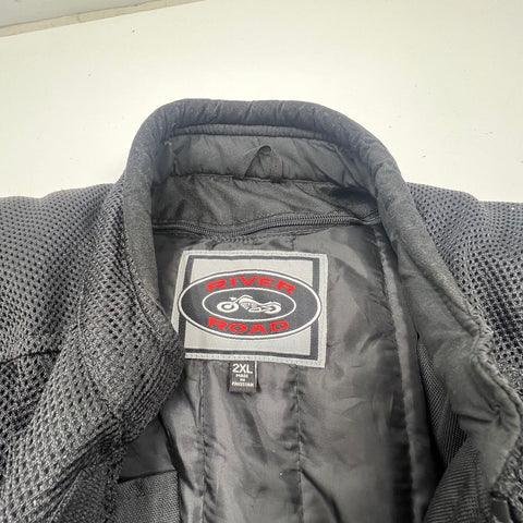 River Road Phoenix Black Mesh Vented Protective Motorcycle Jacket Men's 2XL