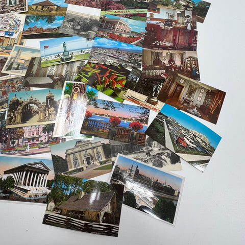 Large Lot Vintage Postcards Mixed US & International Travel Souvenir Blank